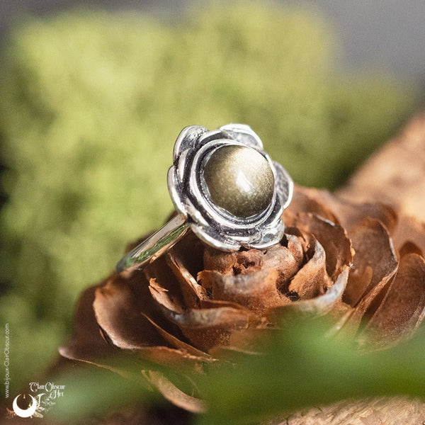 Bague "Éclosia" pierre au choix - Illustrations & Bijoux fantaisie ClairObscur Art