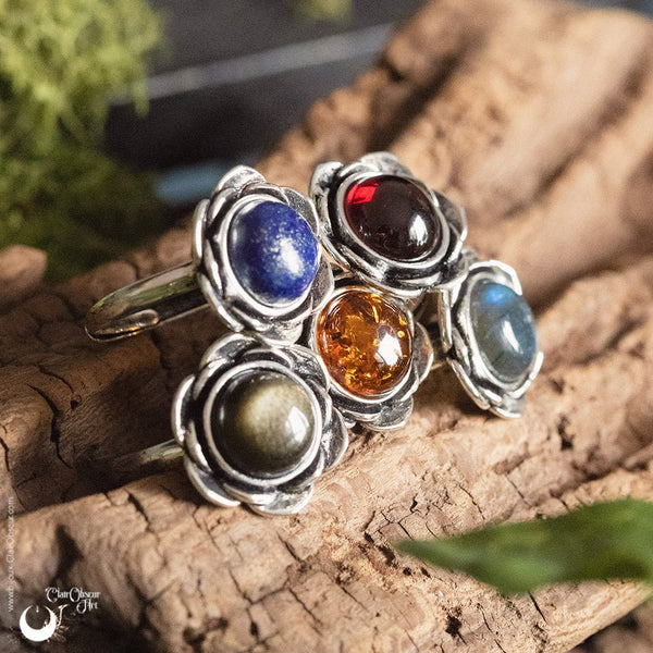 Bague "Éclosia" pierre au choix - Illustrations & Bijoux fantaisie ClairObscur Art