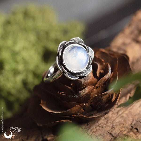 Bague "Éclosia" pierre au choix - Illustrations & Bijoux fantaisie ClairObscur Art