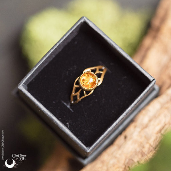 Bague elfique "Aeloria" pierre au choix - Illustrations & Bijoux fantaisie ClairObscur Art