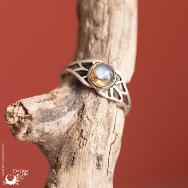 Bague elfique "Aeloria" pierre au choix - Illustrations & Bijoux fantaisie ClairObscur Art