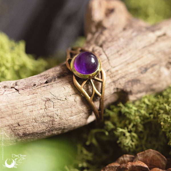 Bague elfique "Aeloria" pierre au choix - Illustrations & Bijoux fantaisie ClairObscur Art