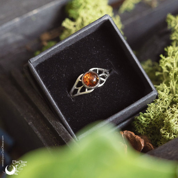 Bague elfique "Aeloria" pierre au choix - Illustrations & Bijoux fantaisie ClairObscur Art