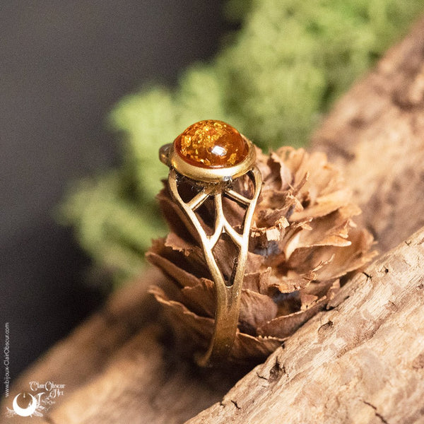 Bague elfique "Aeloria" pierre au choix - Illustrations & Bijoux fantaisie ClairObscur Art