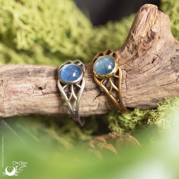 Bague elfique "Aeloria" pierre au choix - Illustrations & Bijoux fantaisie ClairObscur Art