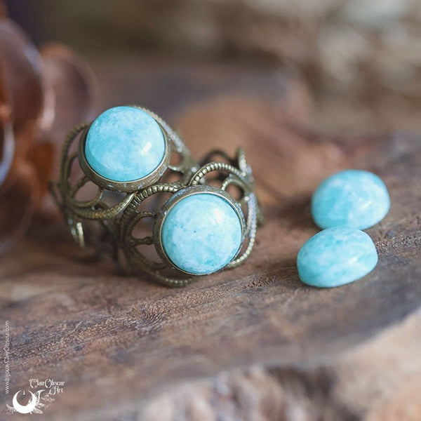 Bague elfique "Elwing" Amazonite - Ajustable - Illustrations & Bijoux fantaisie ClairObscur Art