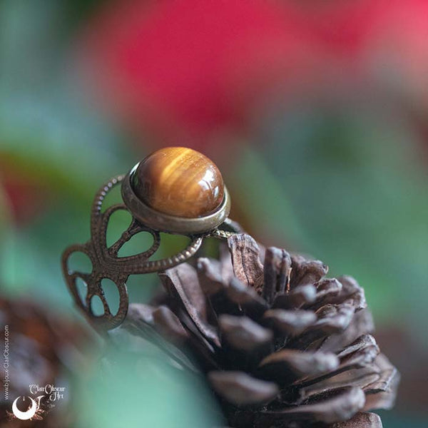 Bague elfique "Elwing" pierre au choix - Illustrations & Bijoux fantaisie ClairObscur Art