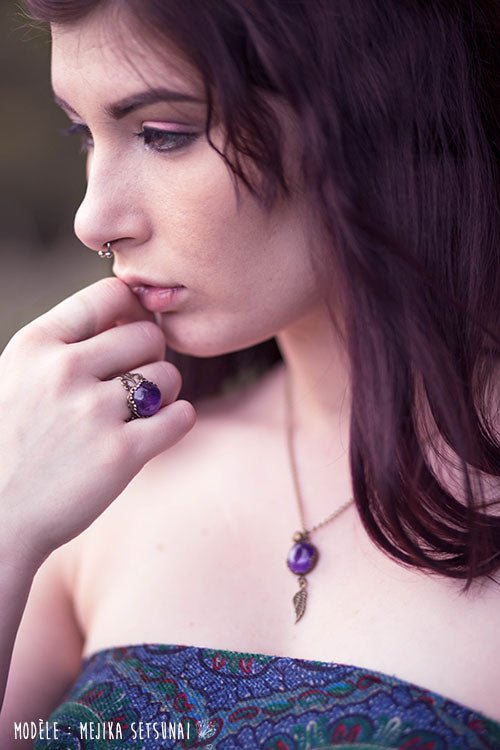 Bague Fantaisie Cornaline rouge - Ajustable - Illustrations & Bijoux fantaisie ClairObscur Art