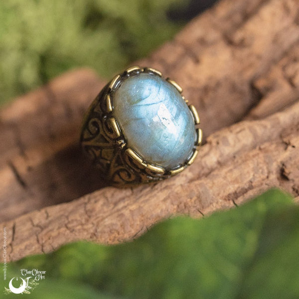 Bague mixte "Calypso" pierre au choix - Illustrations & Bijoux fantaisie ClairObscur Art