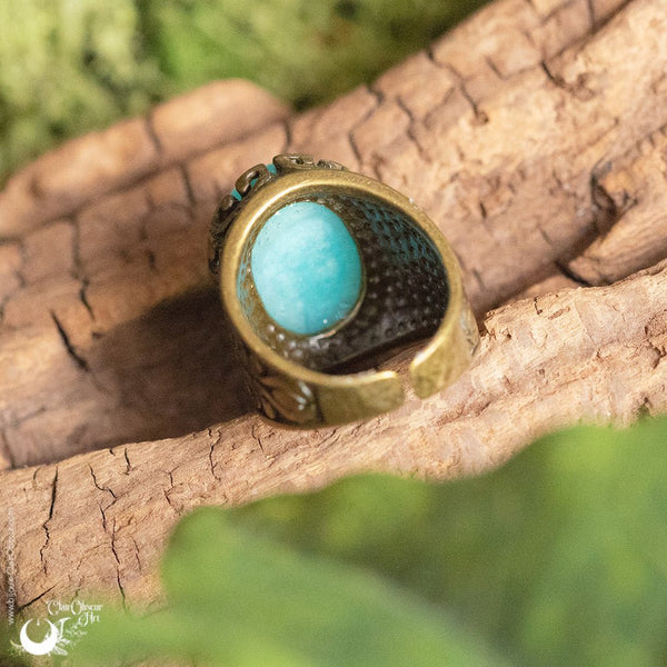 Bague mixte "Calypso" pierre au choix - Illustrations & Bijoux fantaisie ClairObscur Art