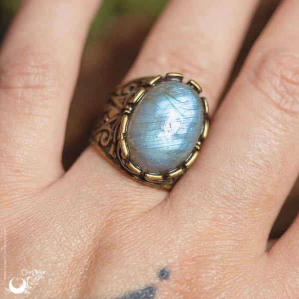 Bague mixte "Calypso" pierre au choix - Illustrations & Bijoux fantaisie ClairObscur Art