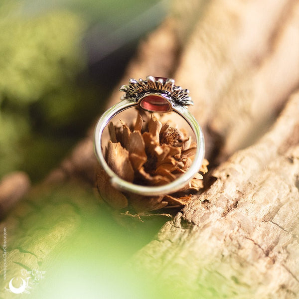 Bague "Solarys" Grenat facetté - Illustrations & Bijoux fantaisie ClairObscur Art