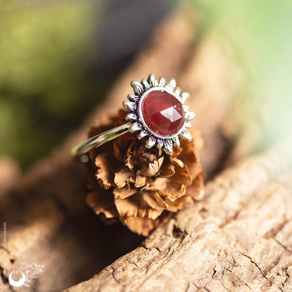 Bague "Solarys" Grenat facetté - Illustrations & Bijoux fantaisie ClairObscur Art