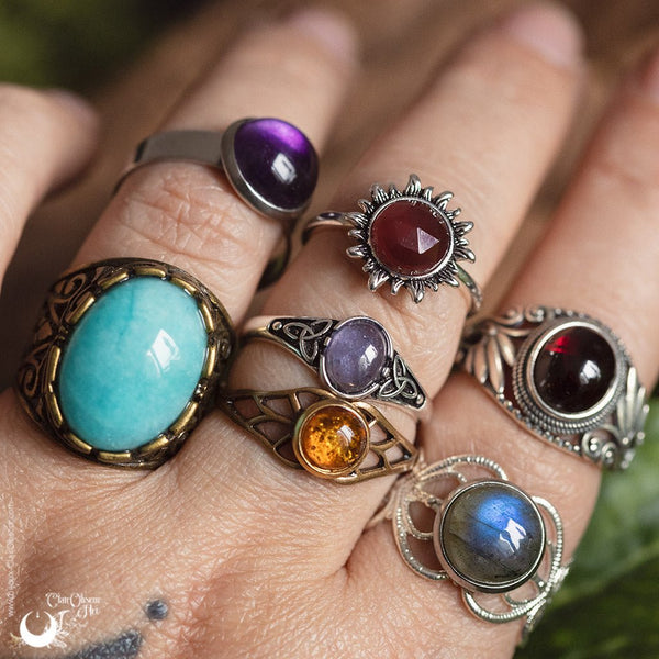 Bague "Solarys" Grenat facetté - Illustrations & Bijoux fantaisie ClairObscur Art