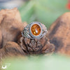 Bague "Swan" Ambre de la mer Baltique - ajustable, en Argent 925 - Illustrations & Bijoux fantaisie ClairObscur Art