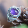 Bague en Argent "Swan" Améthyste, ajustable