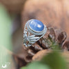 Bague "Swan" Cyanite ajustable, en Argent 925 - Illustrations & Bijoux fantaisie ClairObscur Art