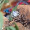 Bague "Swan" Pierre de Lune arc - en - ciel ajustable, en Argent 925 - Illustrations & Bijoux fantaisie ClairObscur Art