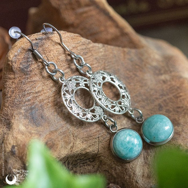 Boucles d'Oreilles "Calliope" Amazonite - Illustrations & Bijoux fantaisie ClairObscur Art