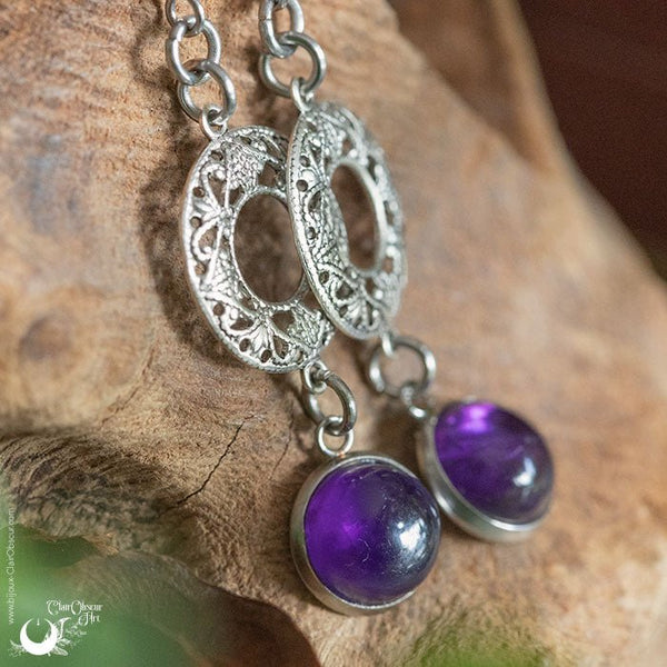 Boucles d'Oreilles "Calliope" Améthyste - Illustrations & Bijoux fantaisie ClairObscur Art
