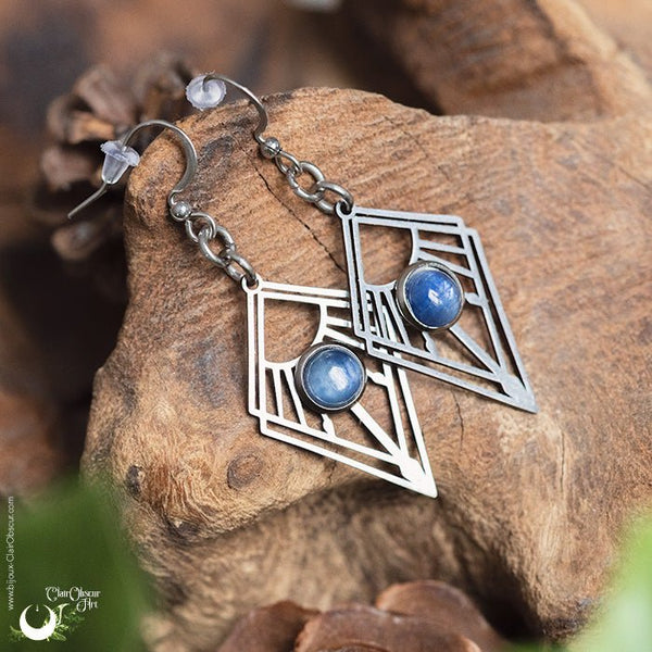 Boucles d'Oreilles "Dune" pierre au choix - Illustrations & Bijoux fantaisie ClairObscur Art