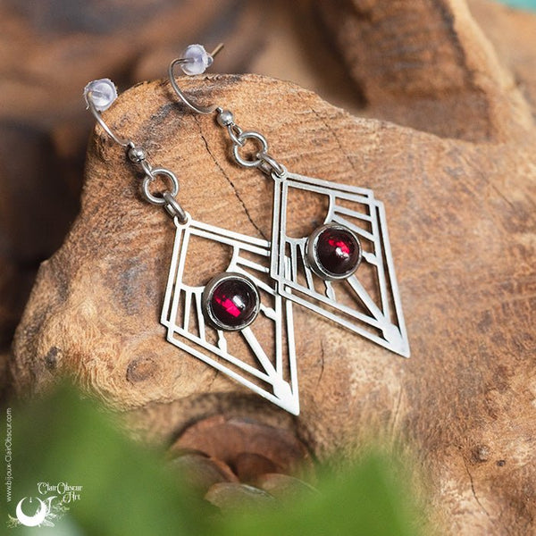 Boucles d'Oreilles "Dune" pierre au choix - Illustrations & Bijoux fantaisie ClairObscur Art