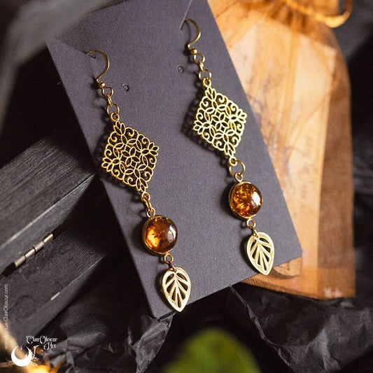 Boucles d’oreilles “Eliara” pierre au choix - Illustrations & Bijoux fantaisie ClairObscur Art