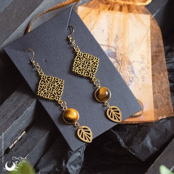 Boucles d’oreilles “Eliara” pierre au choix - Illustrations & Bijoux fantaisie ClairObscur Art