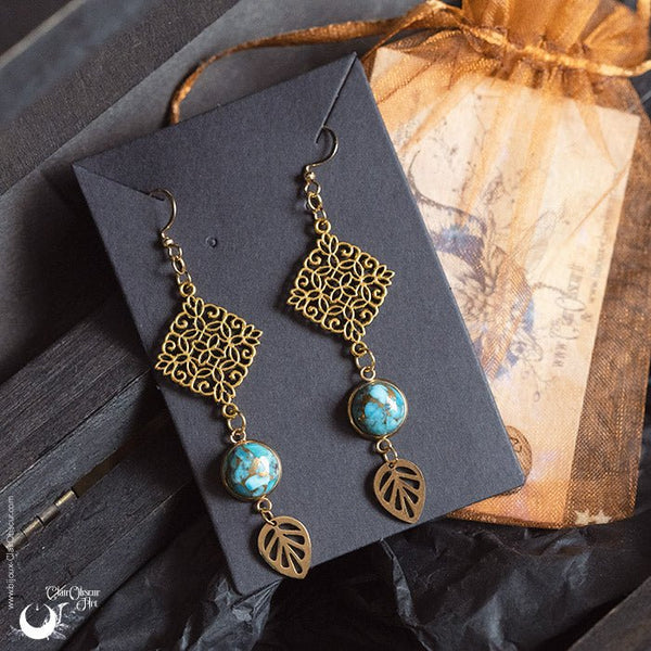 Boucles d’oreilles “Eliara” pierre au choix - Illustrations & Bijoux fantaisie ClairObscur Art