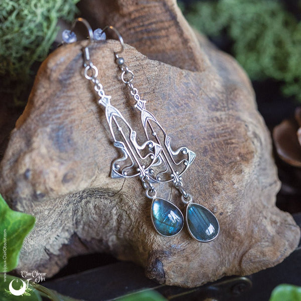 Boucles d'Oreilles "Elwen" Labradorite - Illustrations & Bijoux fantaisie ClairObscur Art
