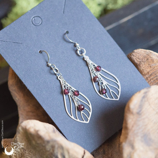 Boucles d'Oreilles "Faërie" pierre au choix - Illustrations & Bijoux fantaisie ClairObscur Art