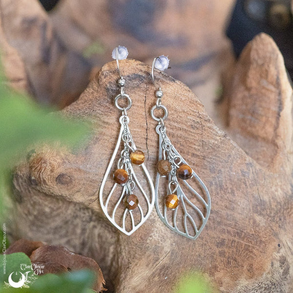 Boucles d'Oreilles "Faërie" pierre au choix - Illustrations & Bijoux fantaisie ClairObscur Art