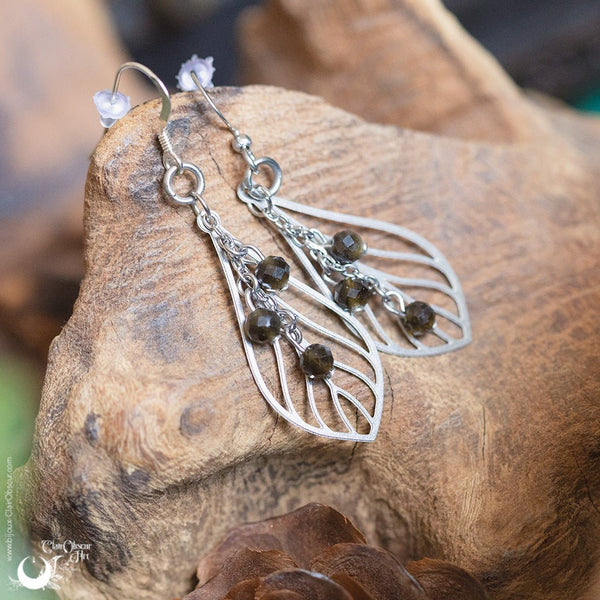 Boucles d'Oreilles "Faërie" pierre au choix - Illustrations & Bijoux fantaisie ClairObscur Art