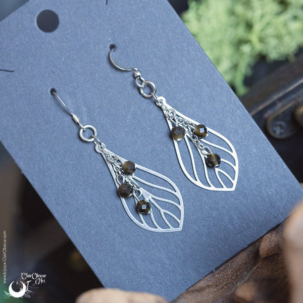 Boucles d'Oreilles "Faërie" pierre au choix - Illustrations & Bijoux fantaisie ClairObscur Art