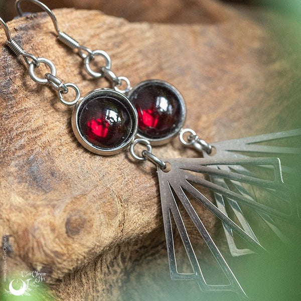 Boucles d'Oreilles "Lumia" Grenat - Illustrations & Bijoux fantaisie ClairObscur Art