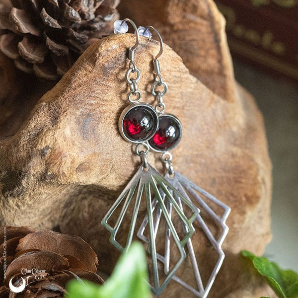 Boucles d'Oreilles "Lumia" Grenat - Illustrations & Bijoux fantaisie ClairObscur Art