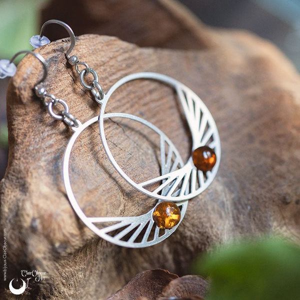 Boucles d'Oreilles "Perséïdes" pierre au choix - Illustrations & Bijoux fantaisie ClairObscur Art