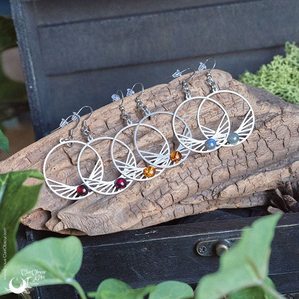 Boucles d'Oreilles "Perséïdes" pierre au choix - Illustrations & Bijoux fantaisie ClairObscur Art