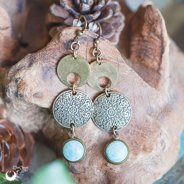 Boucles d'Oreilles "Sundala" Amazonite - Illustrations & Bijoux fantaisie ClairObscur Art