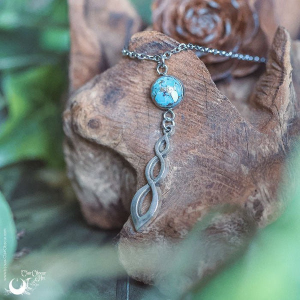 Collier "Ananta" pierre au choix - Illustrations & Bijoux fantaisie ClairObscur Art