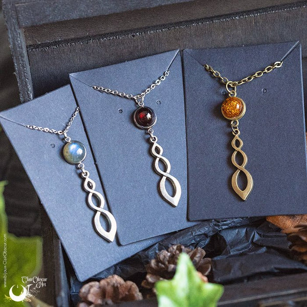 Collier "Ananta" pierre au choix - Illustrations & Bijoux fantaisie ClairObscur Art