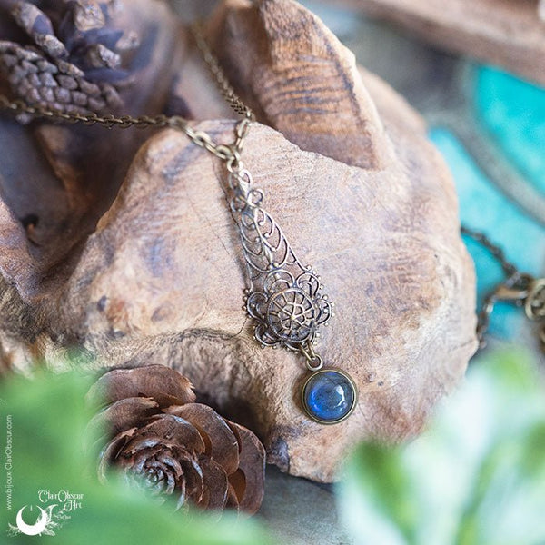 Collier "Aravëa" Labradorite - pièce unique - Illustrations & Bijoux fantaisie ClairObscur Art