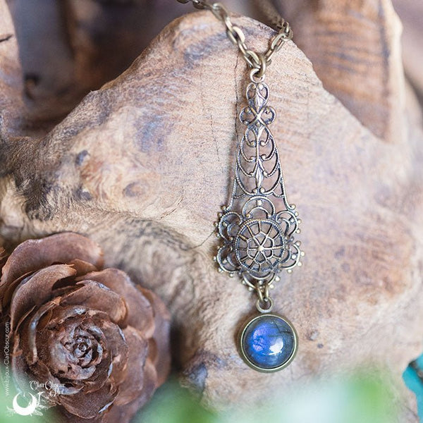 Collier "Aravëa" Labradorite - pièce unique - Illustrations & Bijoux fantaisie ClairObscur Art