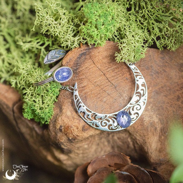 Collier "Artémis" Tanzanite - Illustrations & Bijoux fantaisie ClairObscur Art