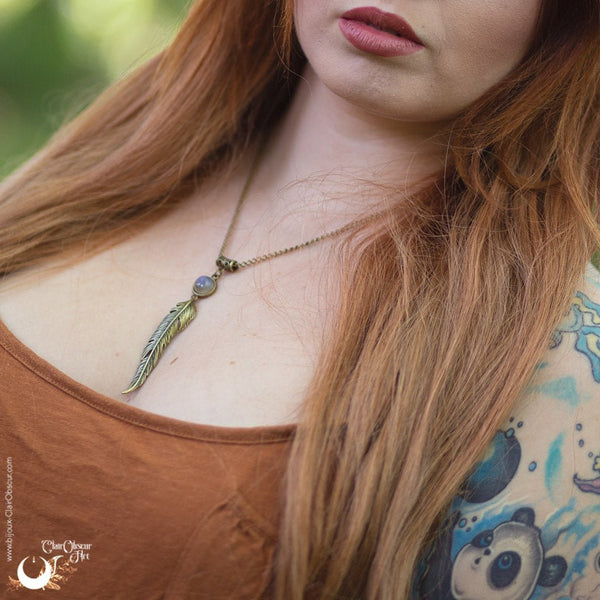 Collier "Ásgard" pierre au choix - Illustrations & Bijoux fantaisie ClairObscur Art