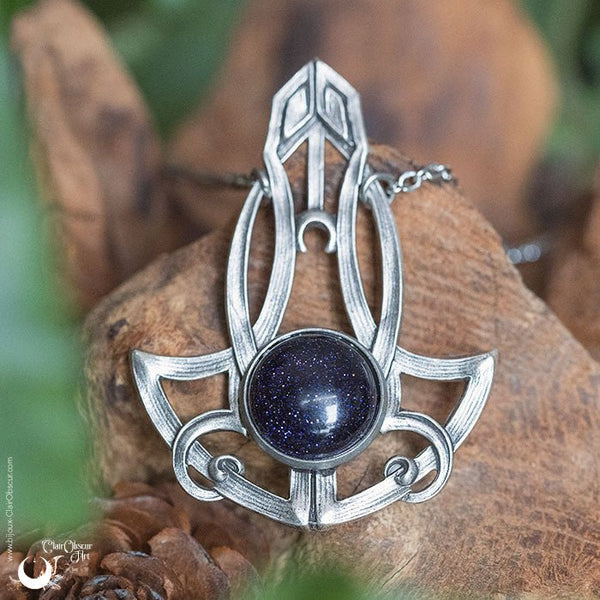 Collier "Astrea" Blue SandStone - Pièce unique ! - Illustrations & Bijoux fantaisie ClairObscur Art