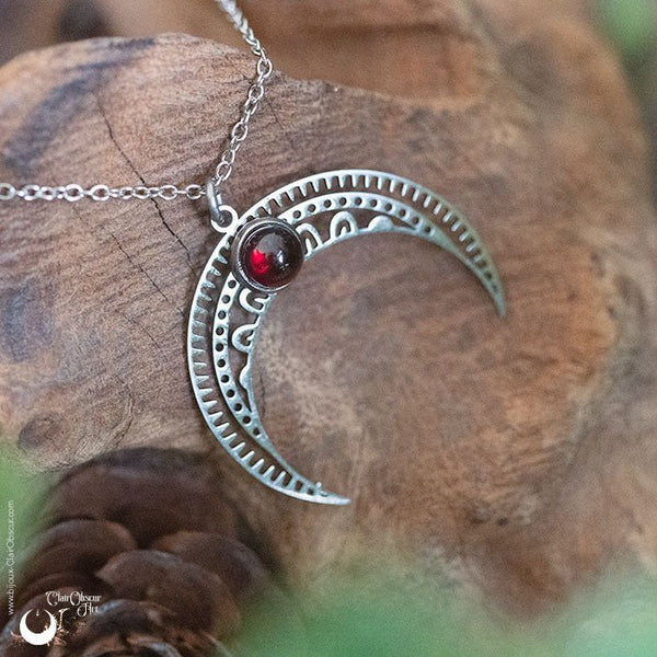 Collier "Aurora" en Ambre, Labradorite ou Grenat - Acier inoxydable - Illustrations & Bijoux fantaisie ClairObscur Art