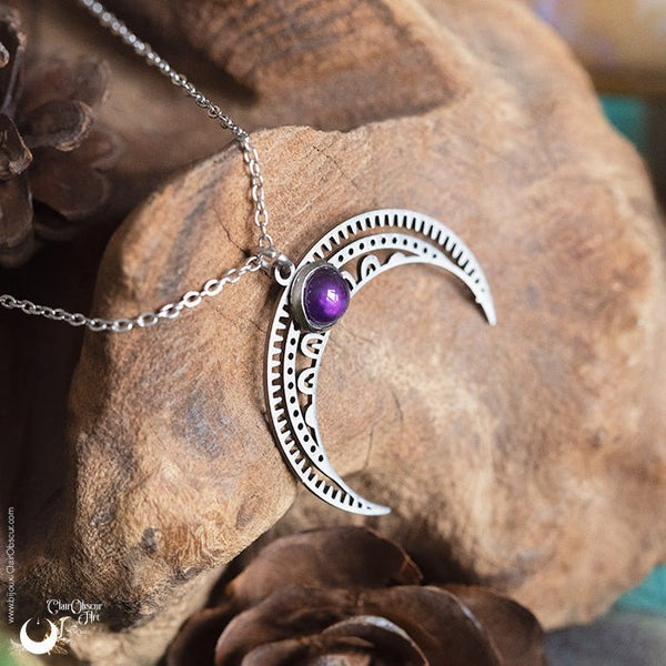 Collier "Aurora" pierre au choix - Illustrations & Bijoux fantaisie ClairObscur Art