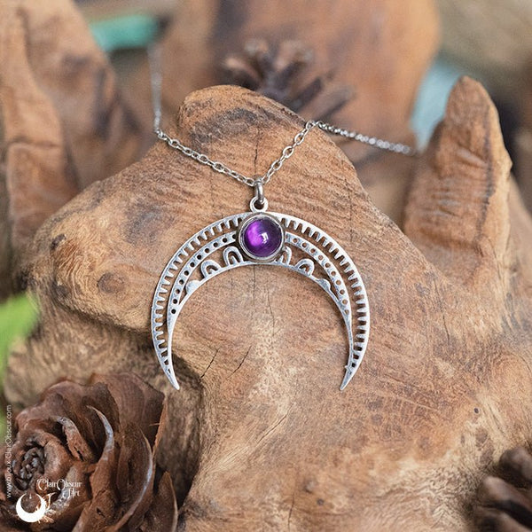 Collier "Aurora" pierre au choix - Illustrations & Bijoux fantaisie ClairObscur Art