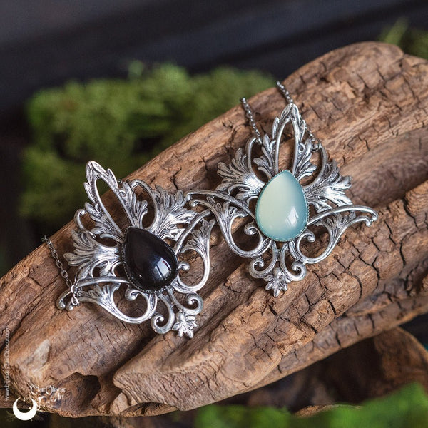 Collier Elfique "Elwing" pierre au choix - Illustrations & Bijoux fantaisie ClairObscur Art